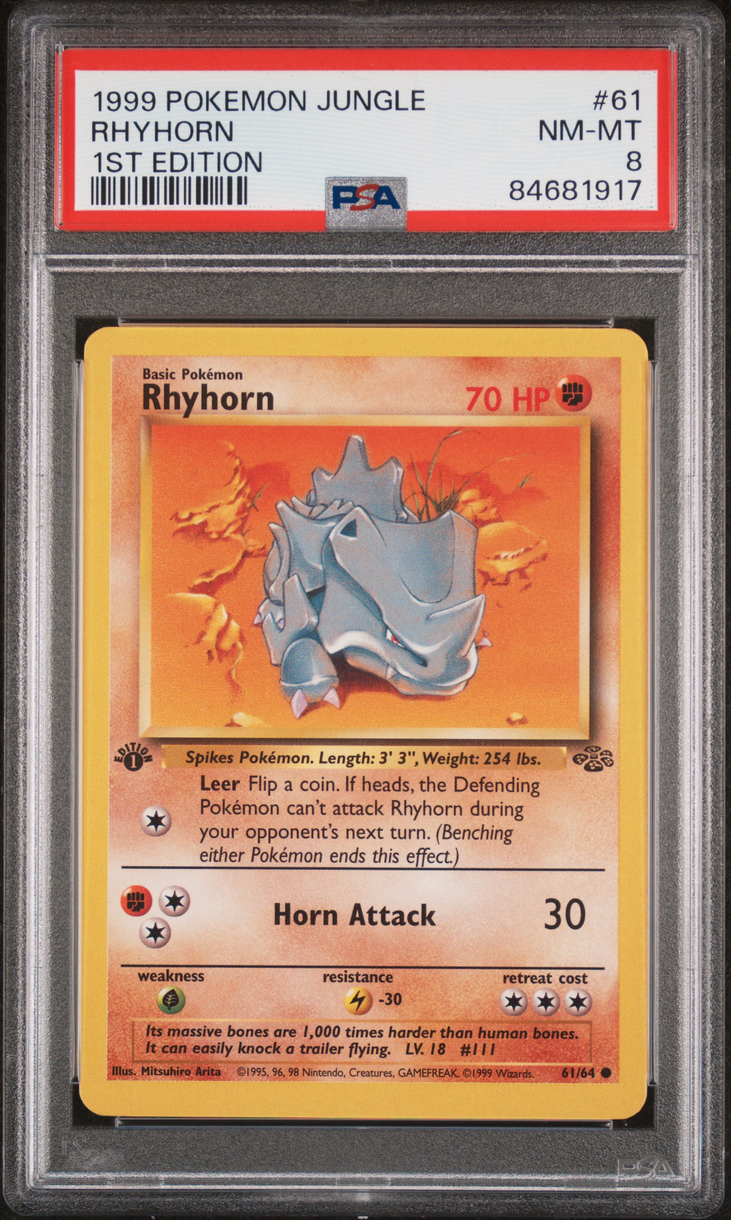 1999 POKEMON JUNGLE #61 RHYHORN 1ST EDITION