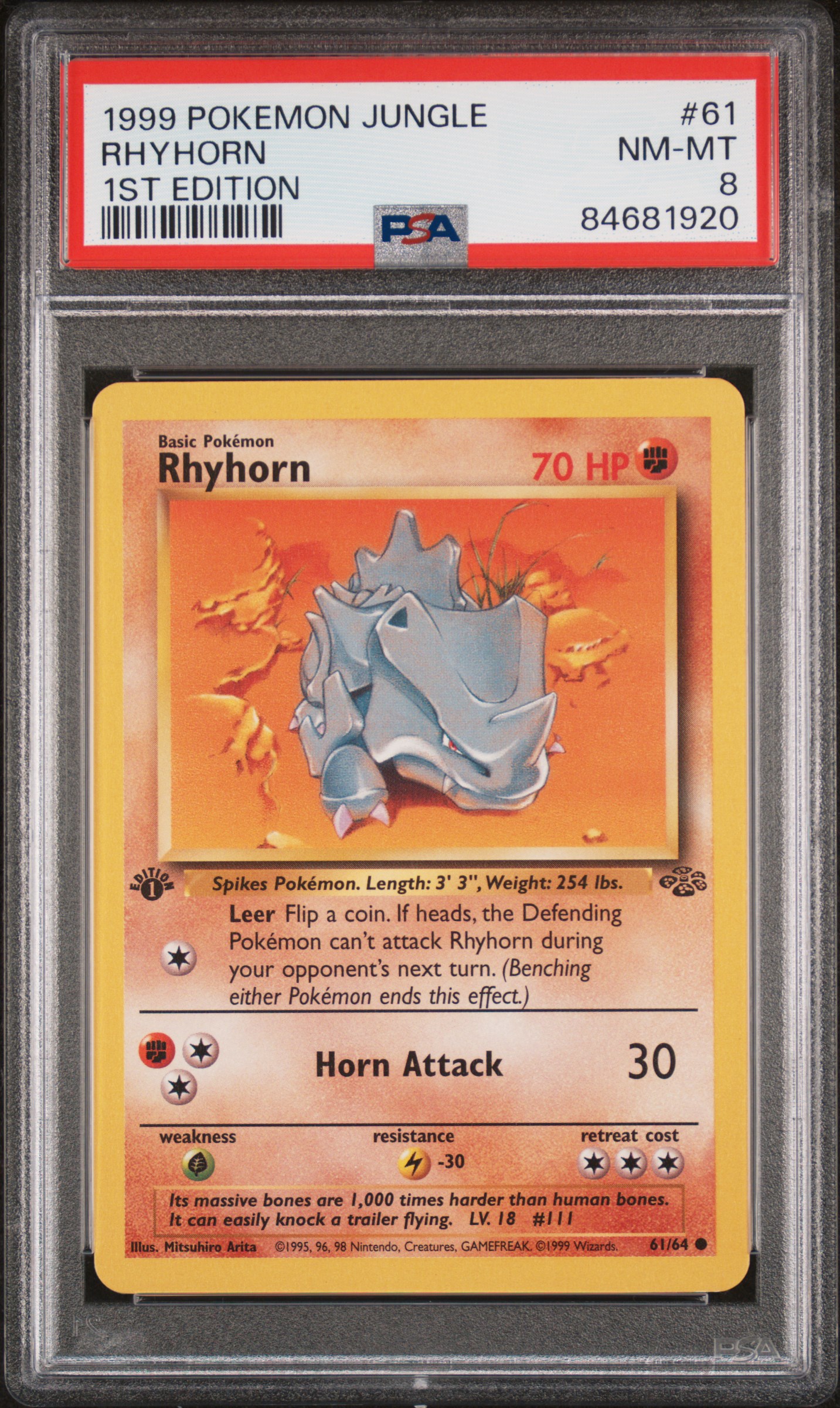 1999 POKEMON JUNGLE #61 RHYHORN 1ST EDITION