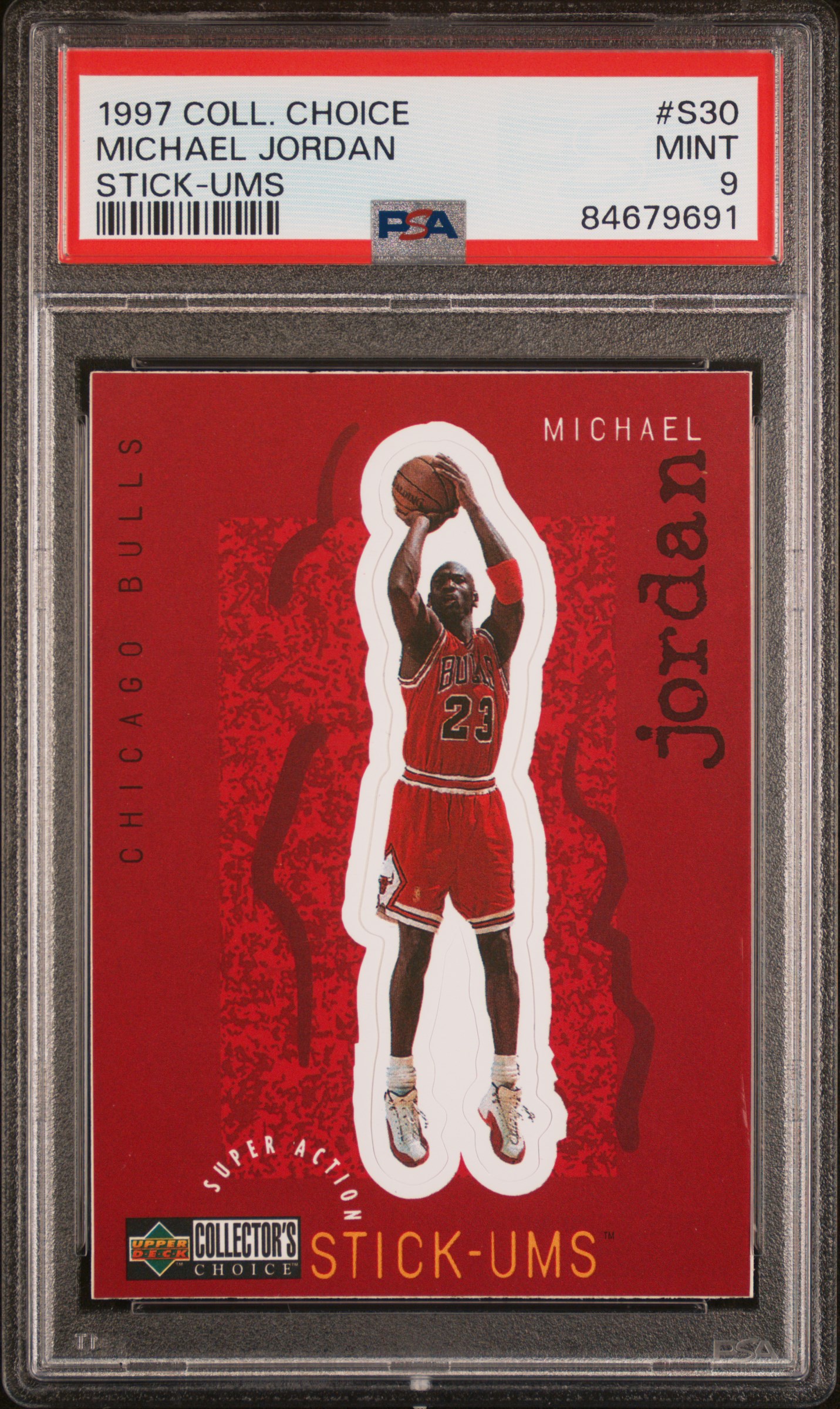 1997 COLLECTOR'S CHOICE STICK-UMS 1 #S30 MICHAEL JORDAN STICK-UMS