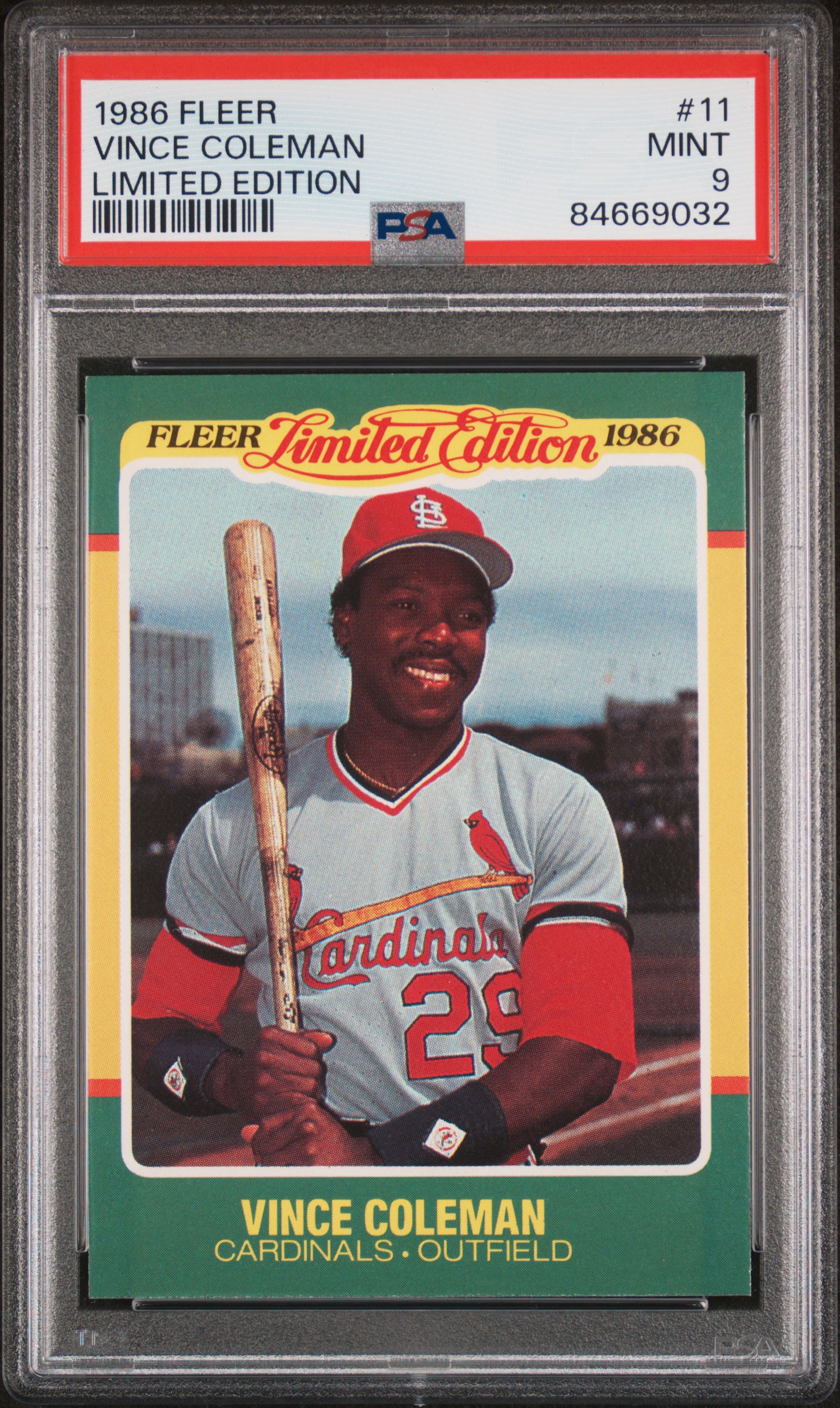 1986 FLEER LIMITED EDITION #11 VINCE COLEMAN LIMITED EDITION