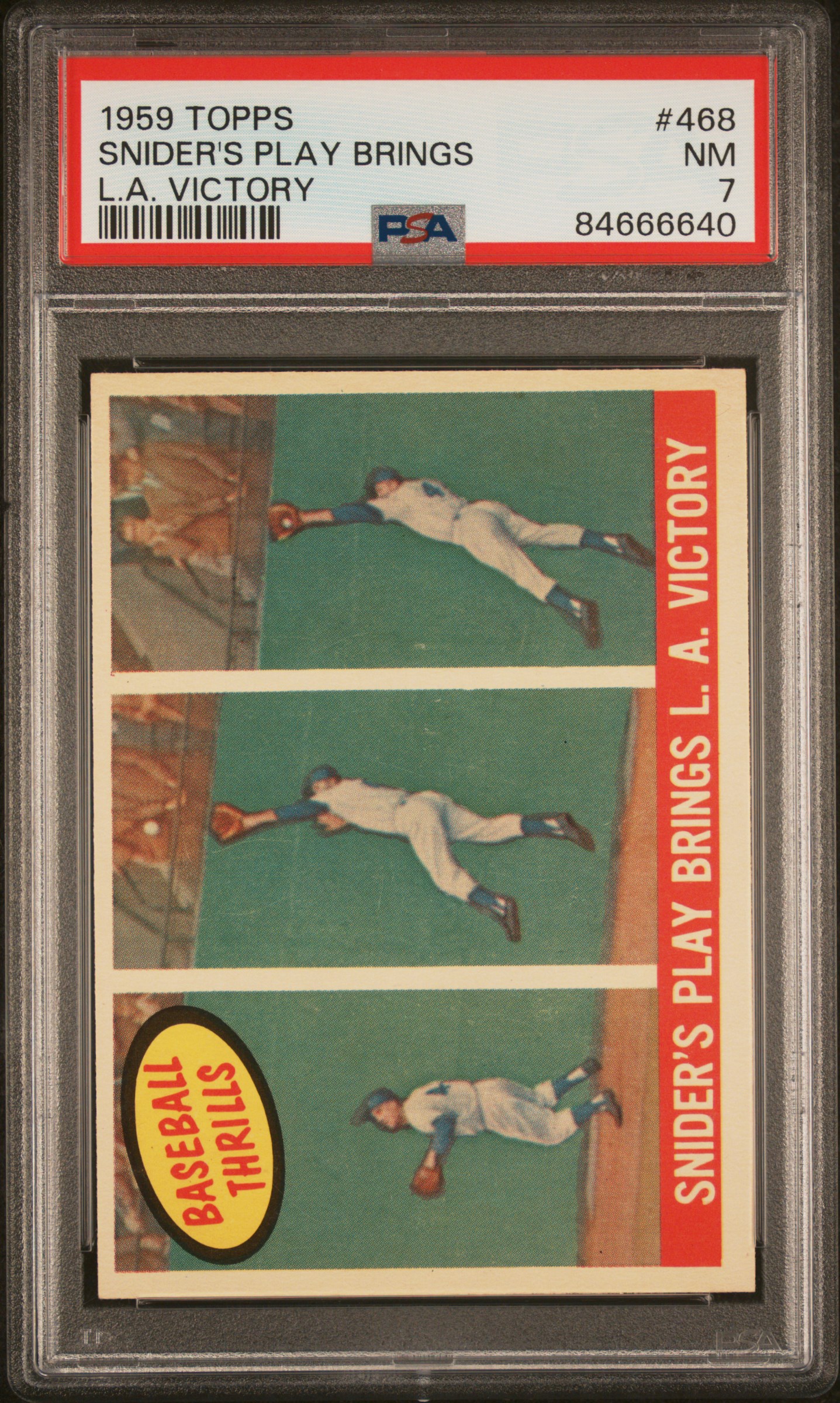 1959 TOPPS #468 SNIDER'S PLAY BRINGS L.A. VICTORY