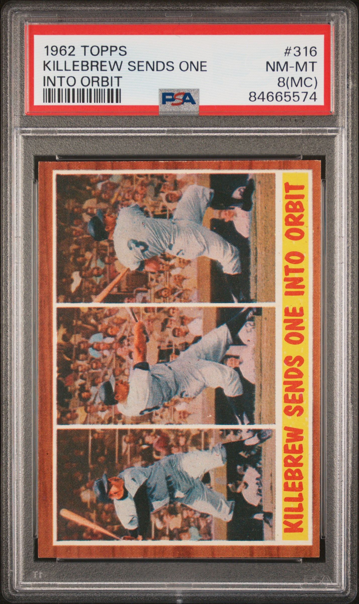 1962 TOPPS #316 KILLEBREW SENDS ONE INTO ORBIT