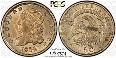 1834 H10C LM-3, FS-301, 3/Inverted 3 AU58