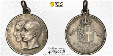 1930 Medal Denkov-959 Ag Matte Boris Marriage 30mm MS62