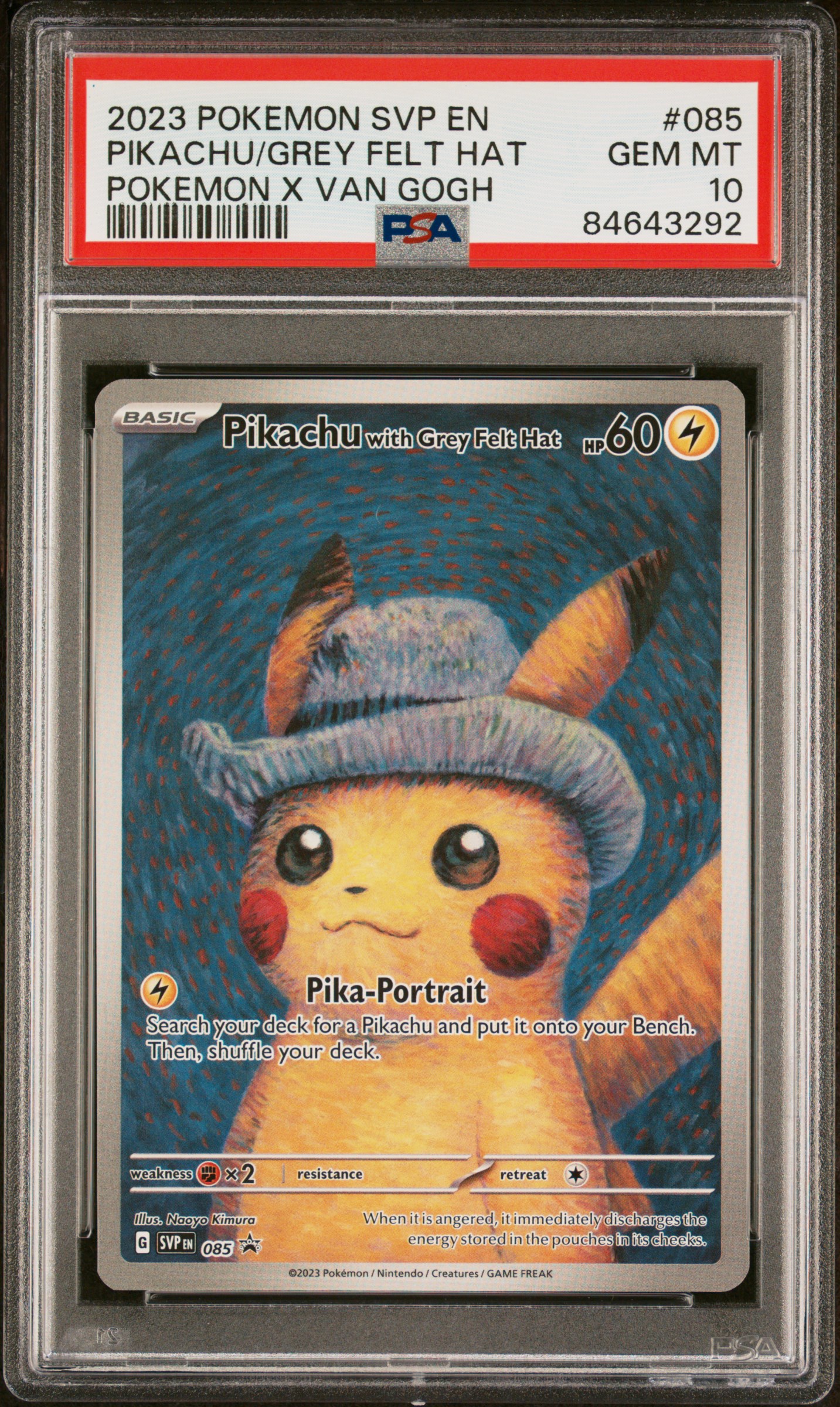 2023 POKEMON SVP EN-SV BLACK STAR PROMO #085 PIKACHU/GREY FELT HAT POKEMON X VAN GOGH