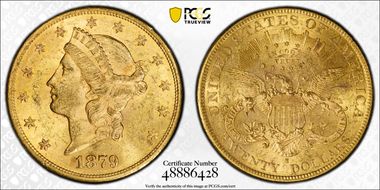 1879-S $20 MS62