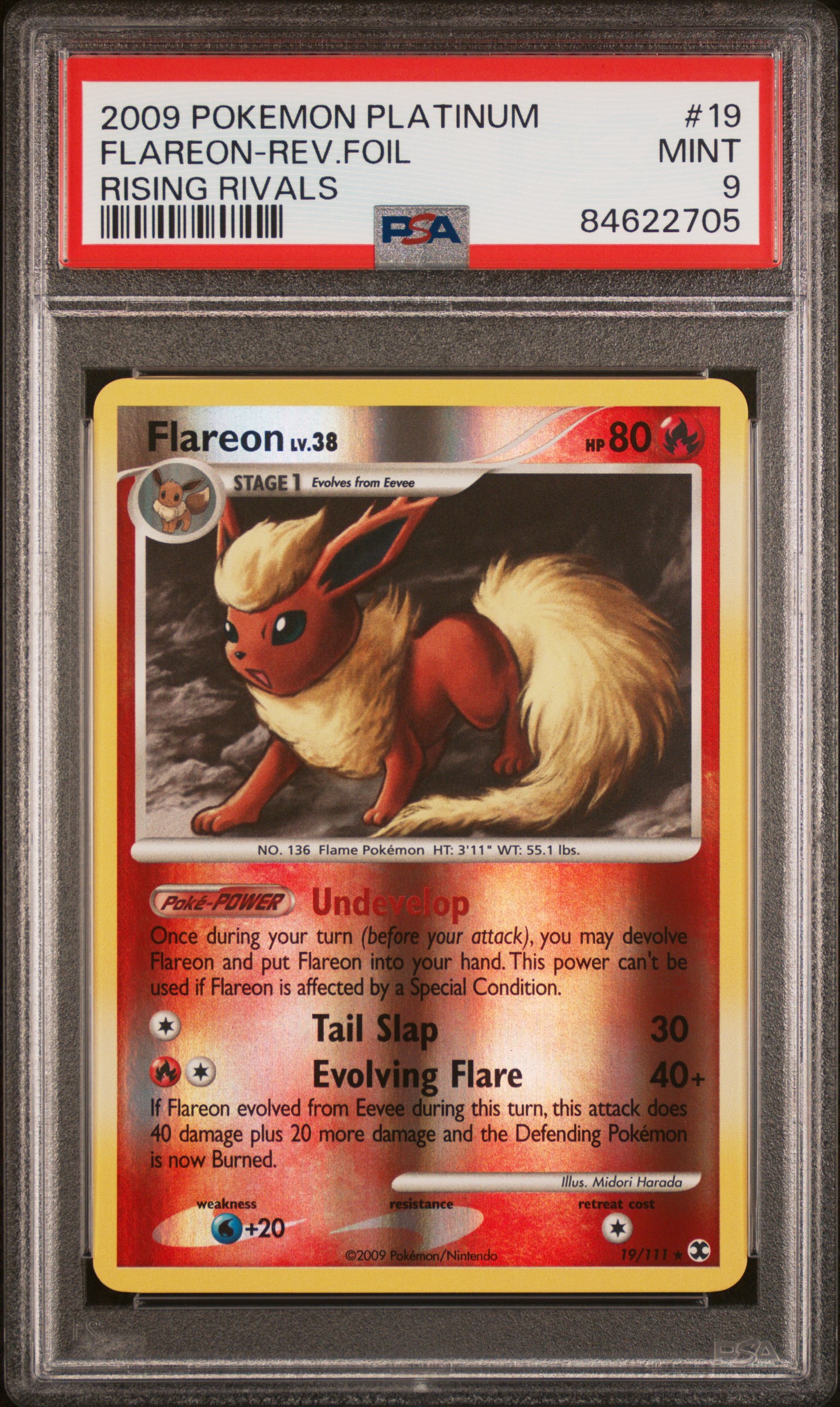 2009 POKEMON PLATINUM RISING RIVALS #19 FLAREON-REV.FOIL RISING RIVALS