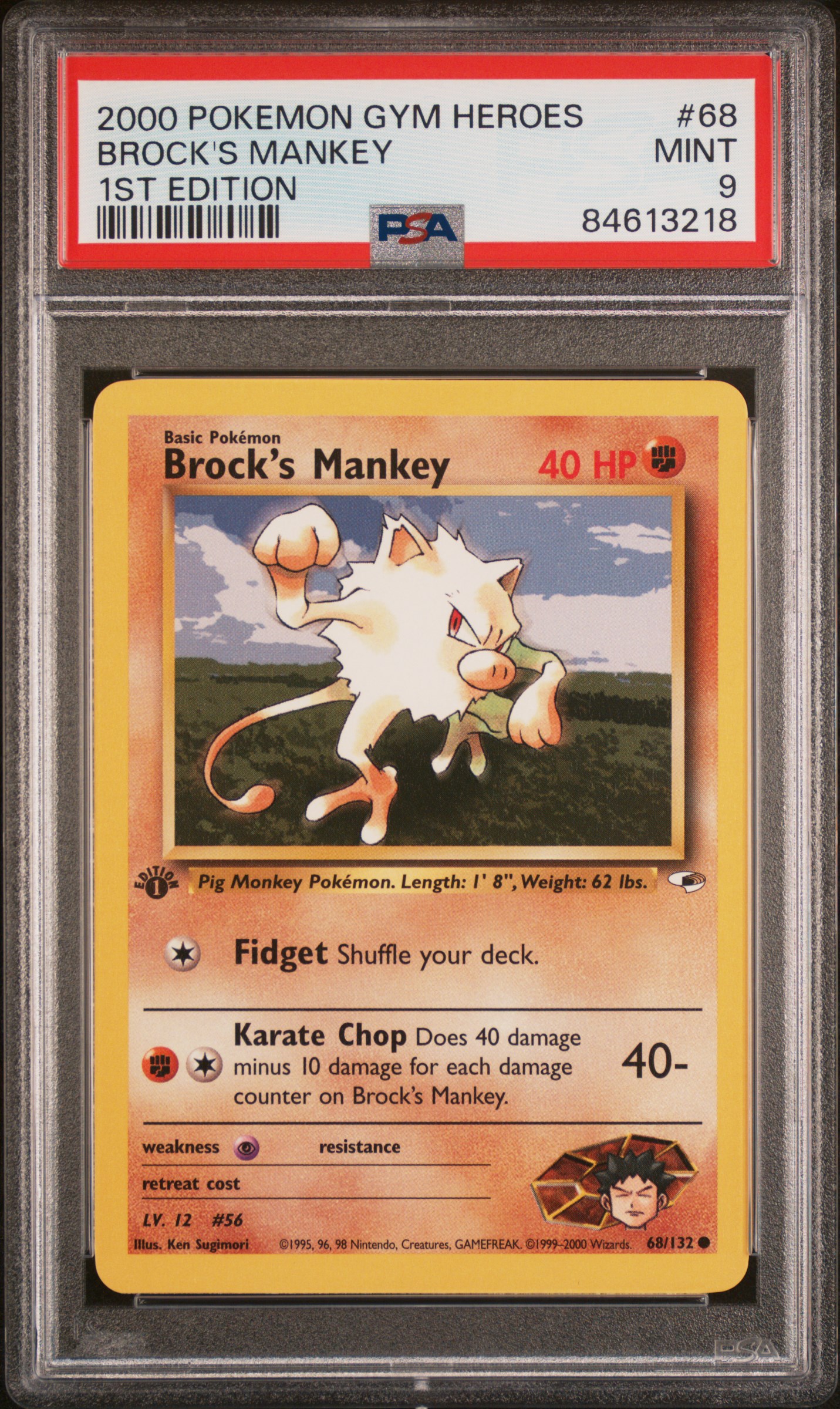 2000 POKEMON GYM HEROES #68 BROCK'S MANKEY 1ST EDITION