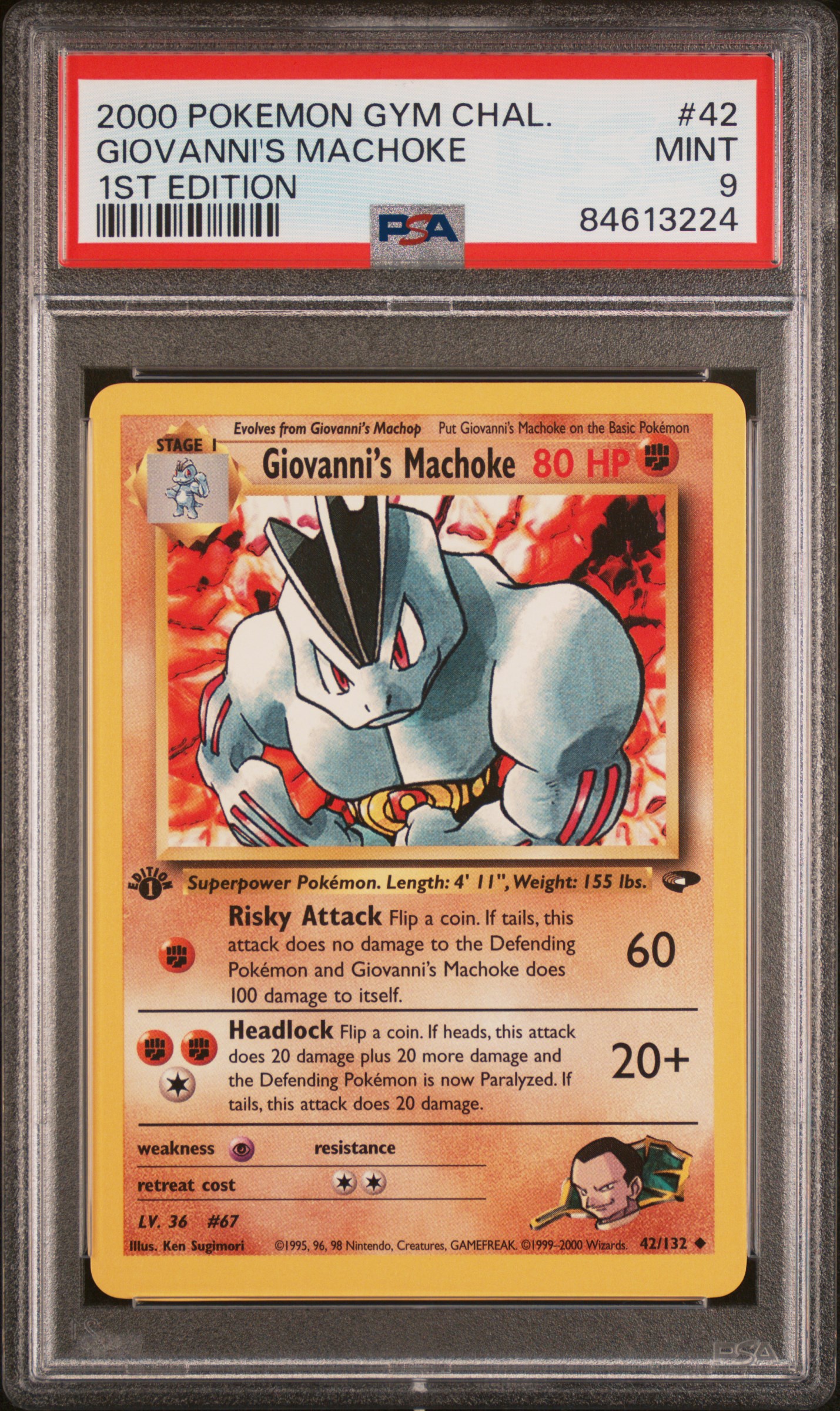 2000 POKEMON GYM CHALLENGE #42 GIOVANNI'S MACHOKE 1ST EDITION