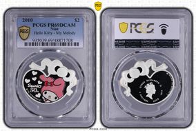 2010 $2 Hello Kitty - My Melody Colorzed PR69DCAM
