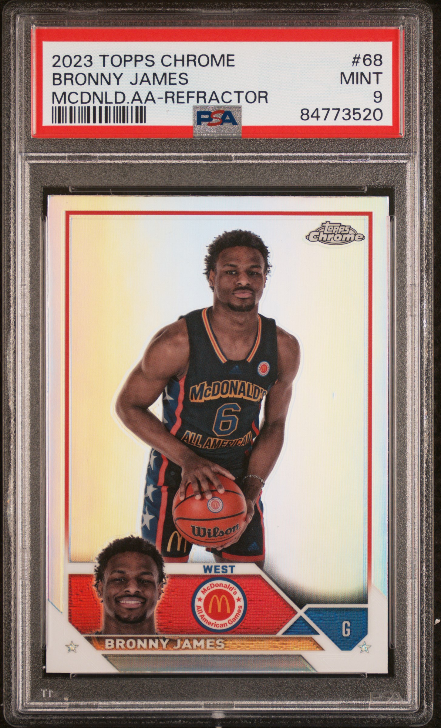 2023 TOPPS CHROME MCDONALD'S ALL-AMERICAN #68 BRONNY JAMES MCDONALD'S A/A-REFRACTOR