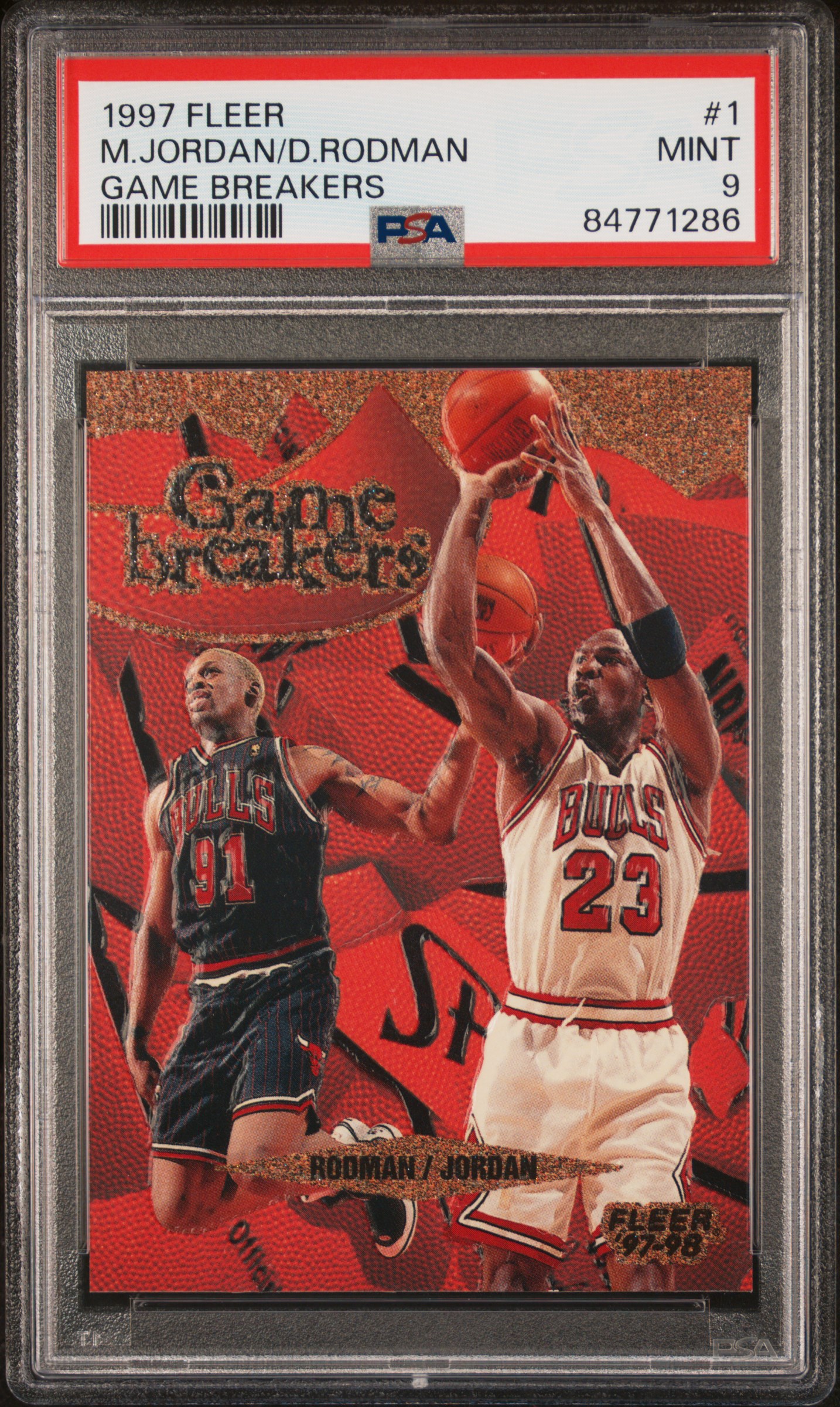 1997 FLEER GAME BREAKERS #1 M.JORDAN/D.RODMAN GAME BREAKERS