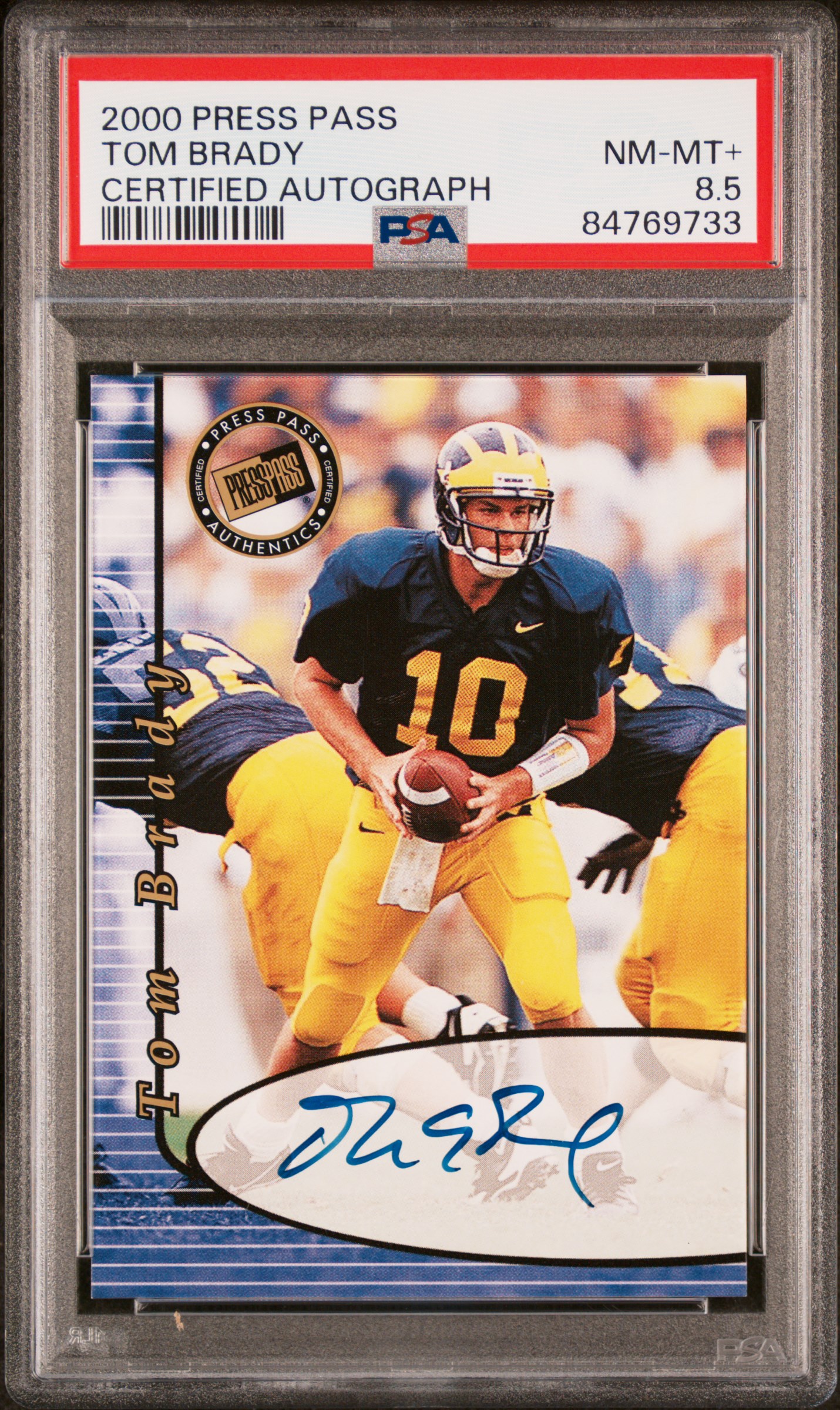 2000 PRESS PASS AUTOGRAPH TOM BRADY CERTIFIED AUTOGRAPH