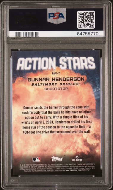 2023 Topps Chrome Update Action Stars Gunnar Henderson #Asc2 Mint 9 back