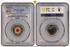 2012-C $2 Remembrance Day Colorized MS68
