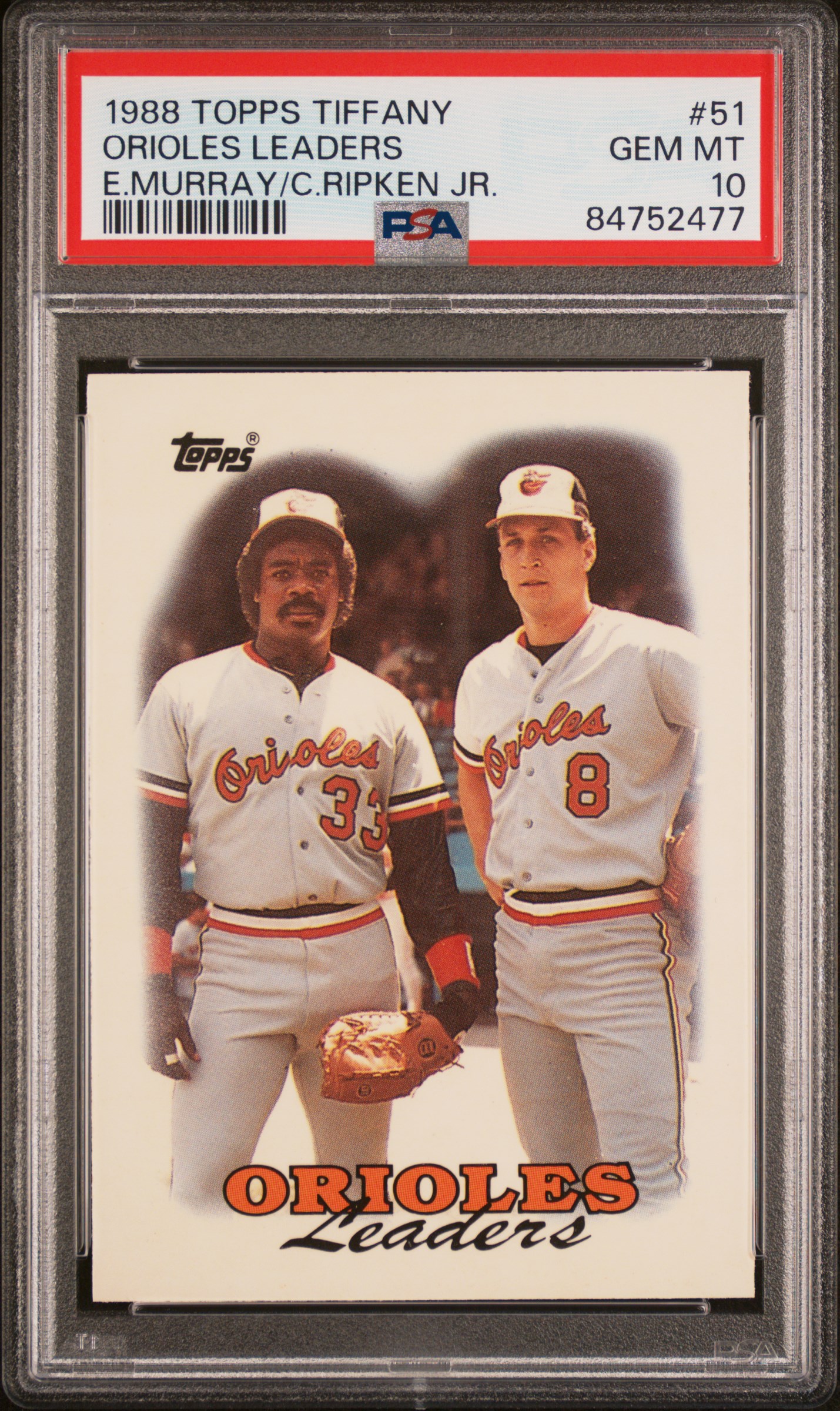 1988 TOPPS TIFFANY #51 ORIOLES LEADERS E.MURRAY/C.RIPKEN JR.