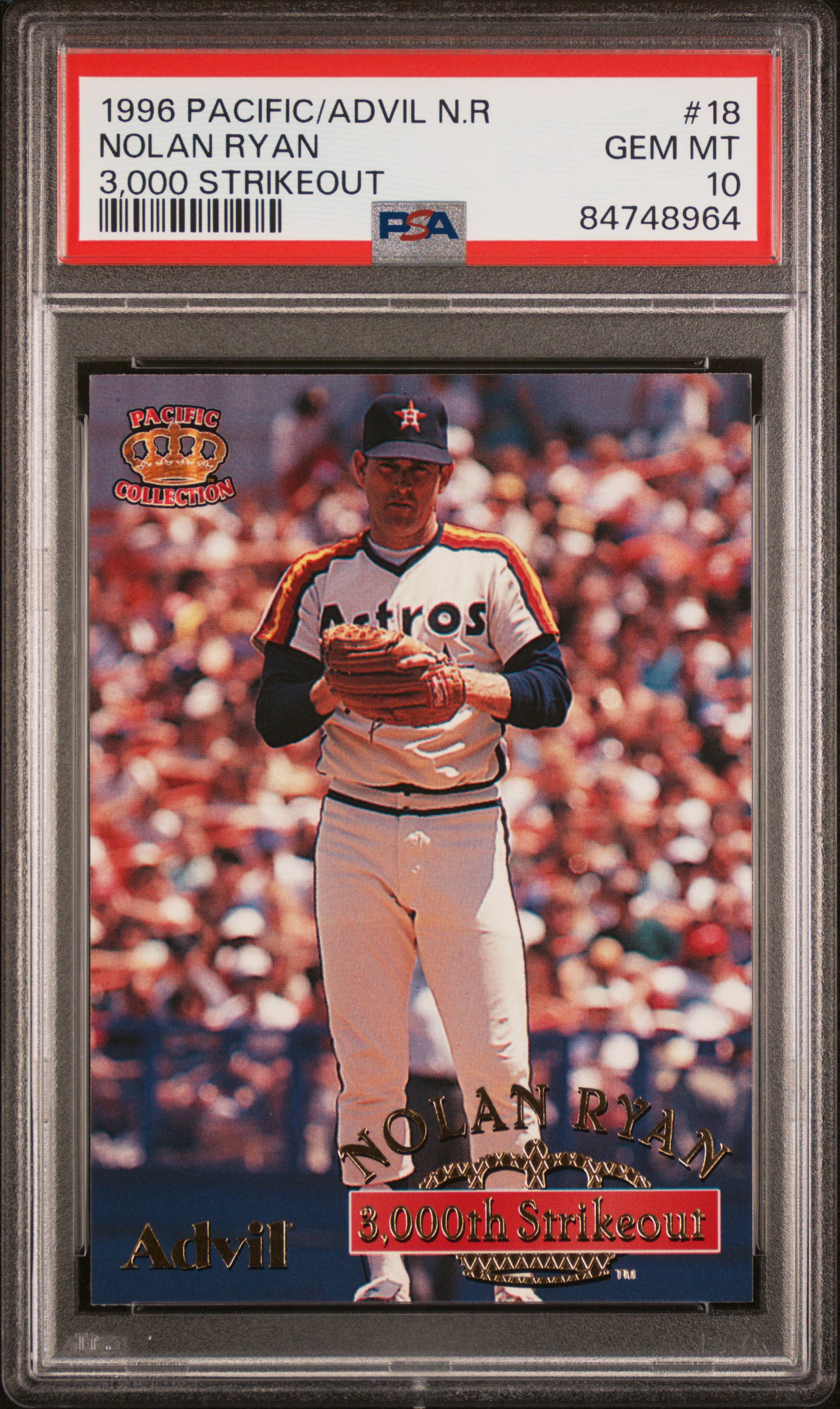 1996 PACIFIC/ADVIL NOLAN RYAN #18 NOLAN RYAN 3,000 STRIKEOUT