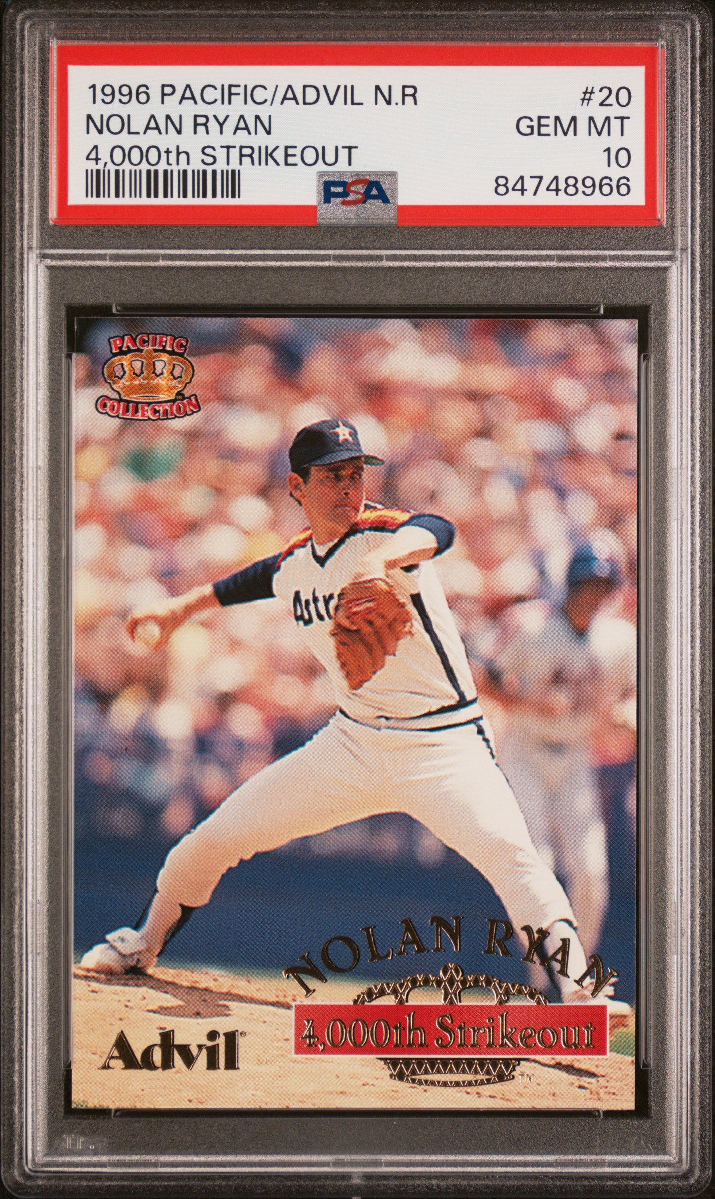 1996 PACIFIC/ADVIL NOLAN RYAN #20 NOLAN RYAN 4,000th STRIKEOUT