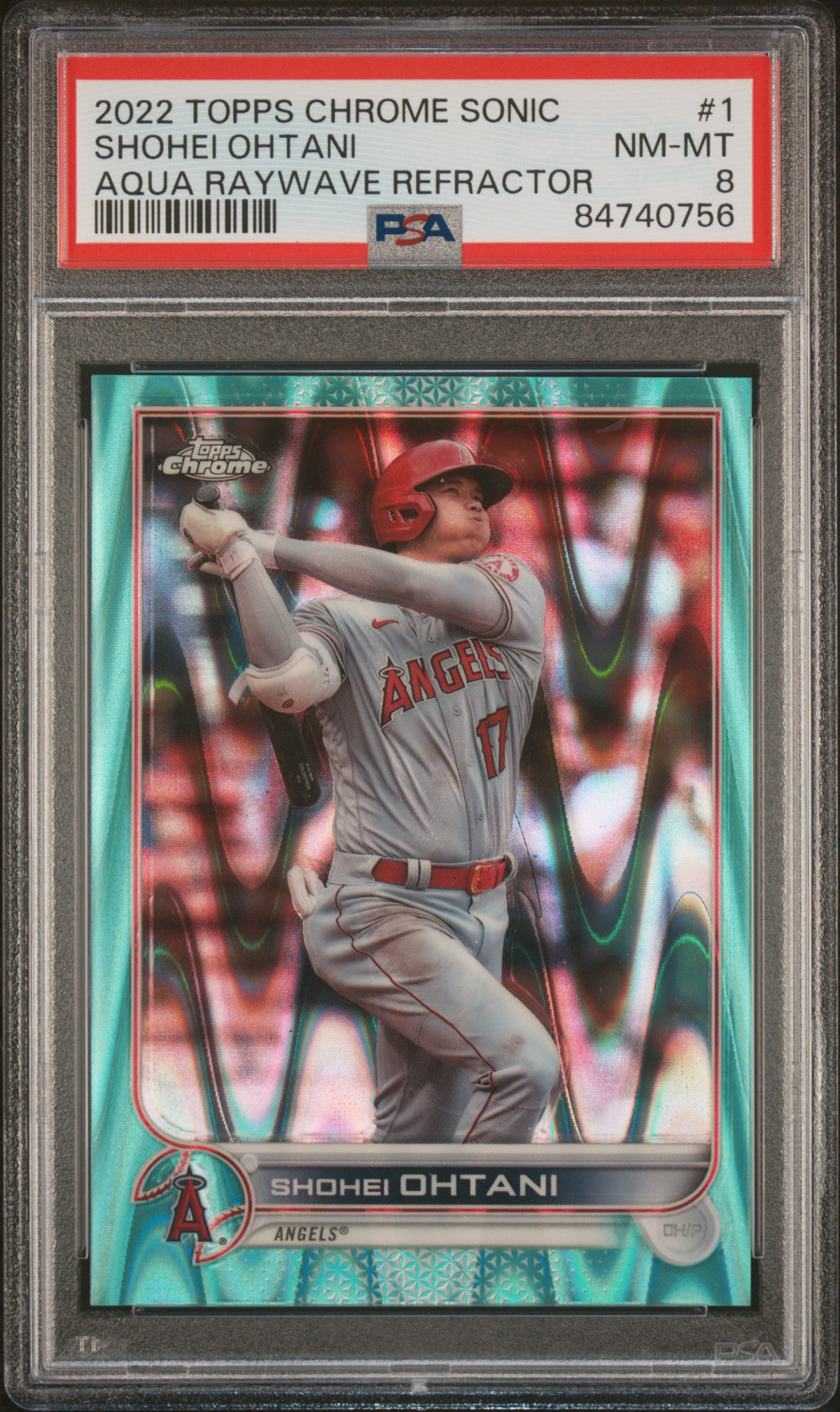 2022 TOPPS CHROME SONIC #1 SHOHEI OHTANI AQUA RAYWAVE REFRACTOR