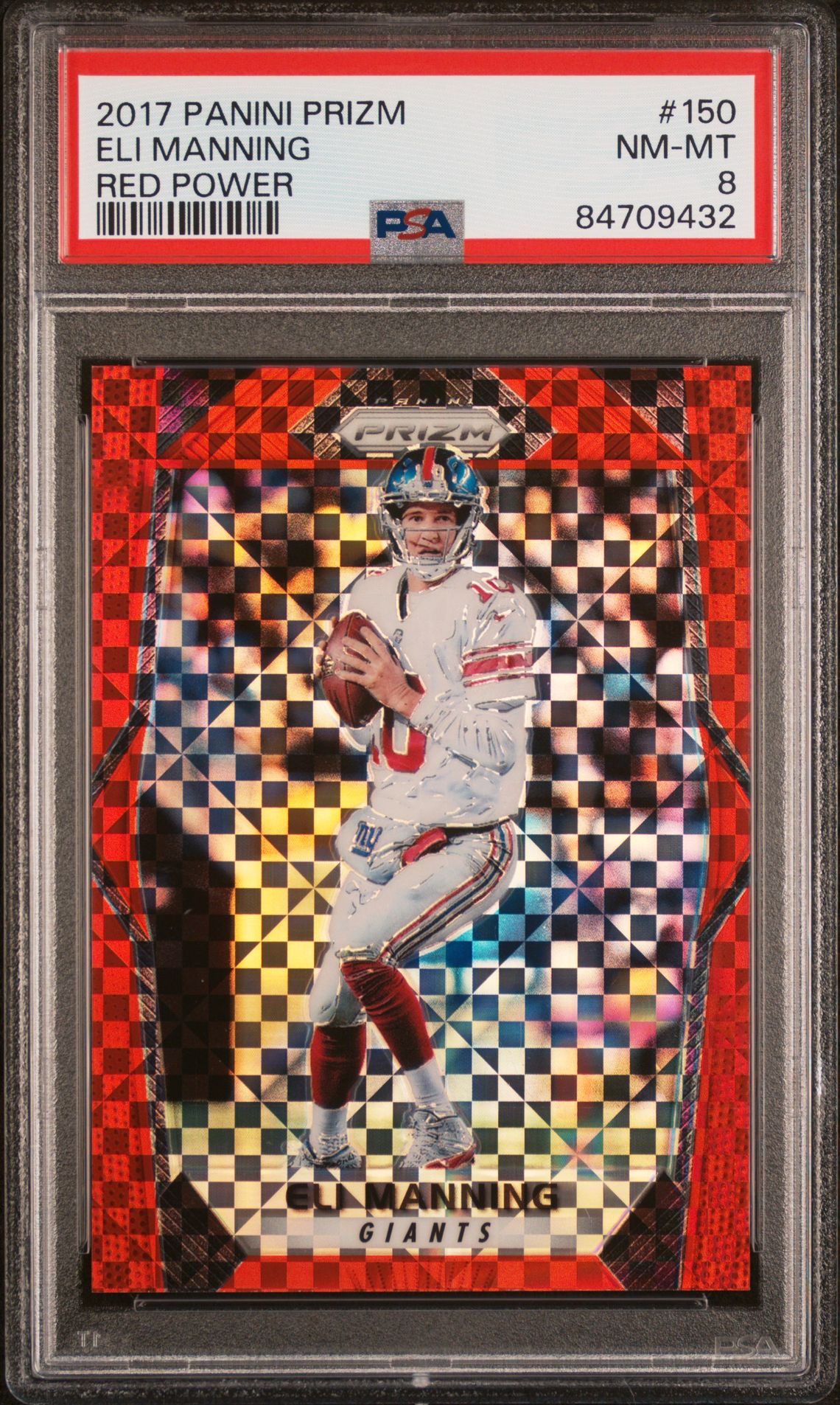2017 Panini Prizm Eli Manning #150 (Red Power) Nm-Mt 8 front