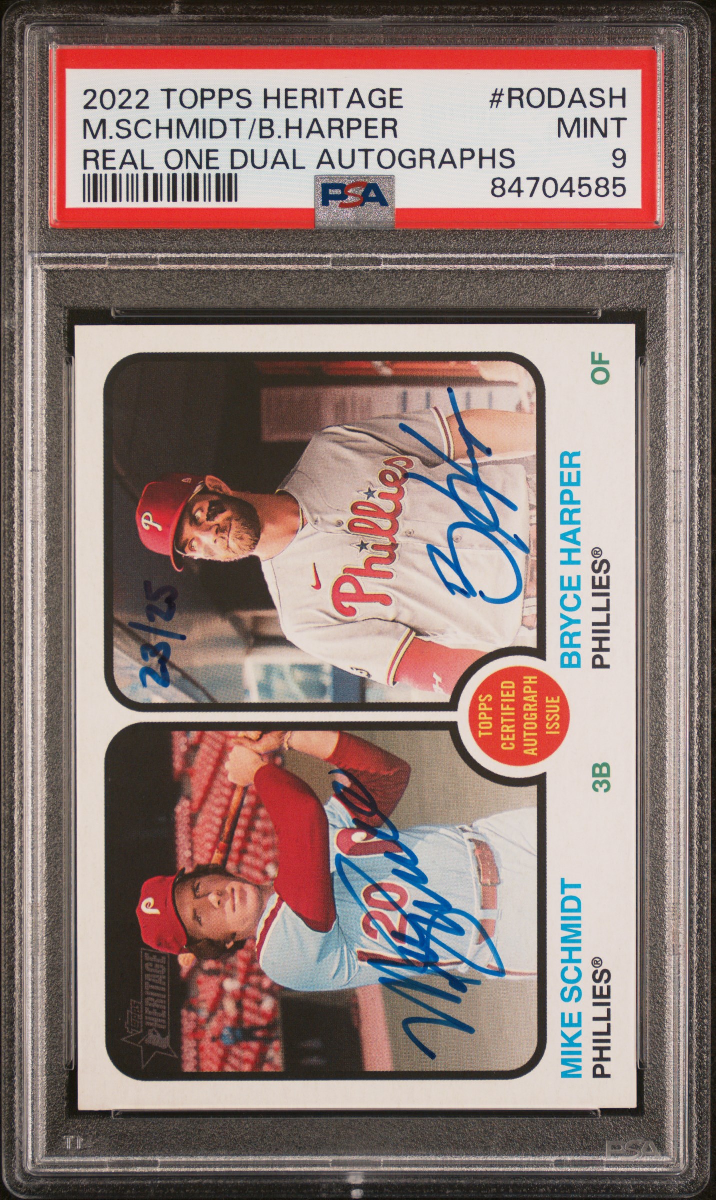 2022 TOPPS HERITAGE REAL ONE DUAL AUTOGRAPHS #RODASH M.SCHMIDT/B.HARPER REAL ONE DUAL AUTOGRAPHS