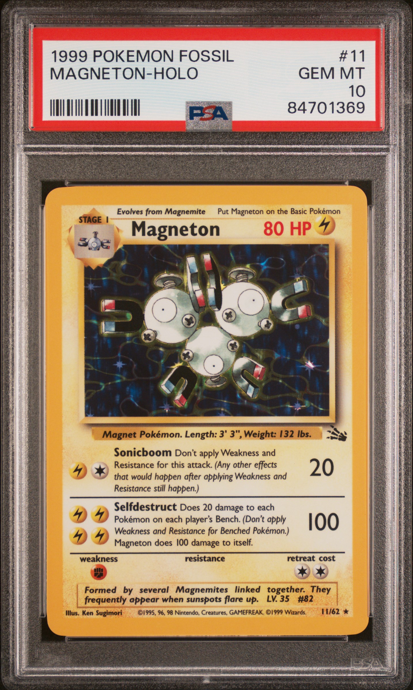 1999 Pokemon Fossil #11 Magneton-Holo – PSA GEM MT 10