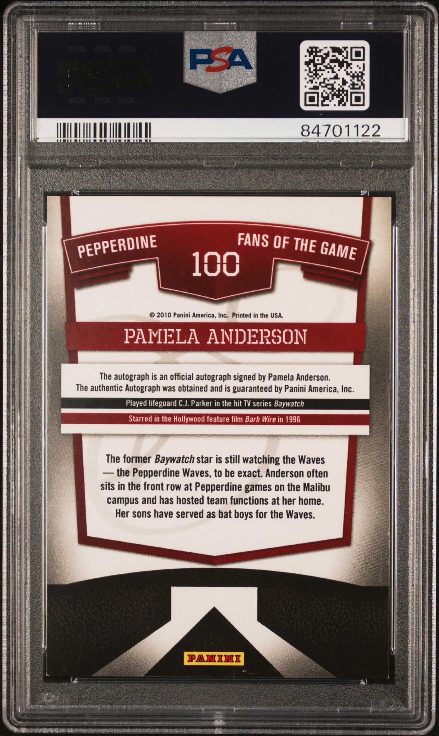 2010 Donruss Elite Extra Edition Franchise Futures Signatures Pamela Anderson #100 (Franchise Futures Sign.) Nm 7 back