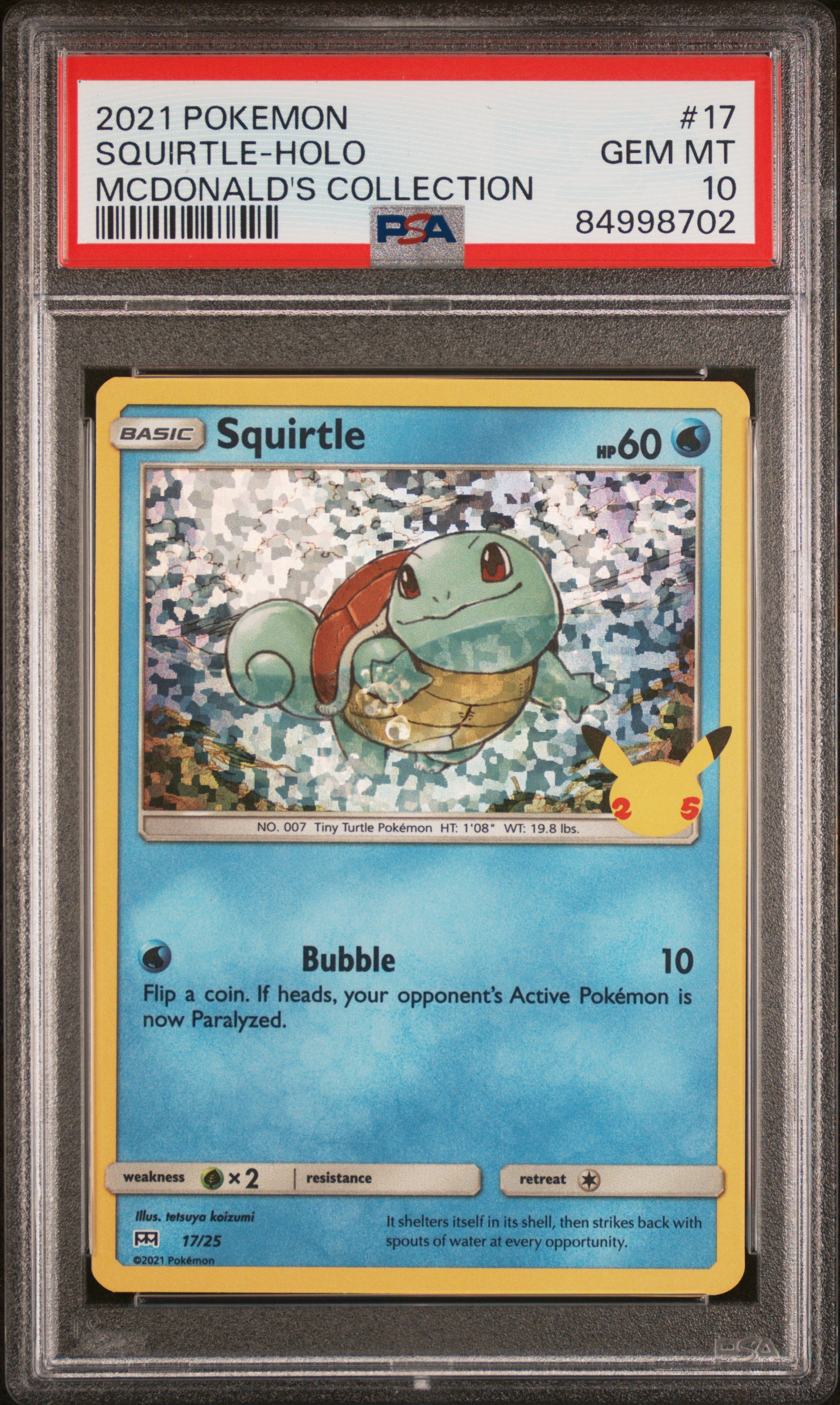 2021 POKEMON MCDONALD'S COLLECTION #17 SQUIRTLE-HOLO MCDONALD'S COLLECTION