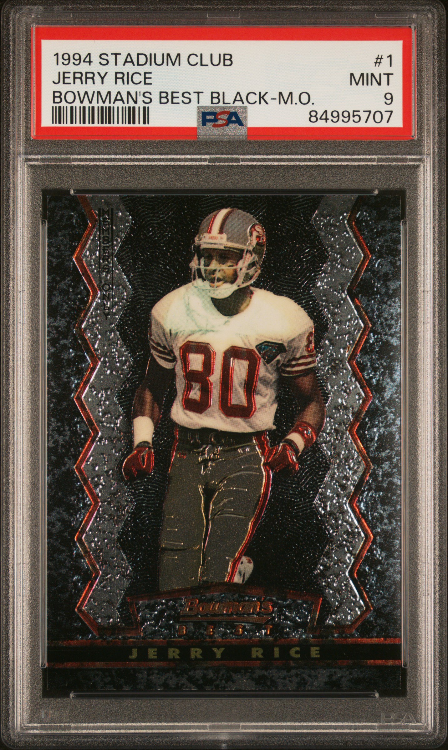 1994 STADIUM CLUB BOWMAN'S BEST #1 JERRY RICE BOWMAN'S BEST BLACK-M.O.