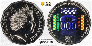 2011 50C Triple Zero Anniversary Colorized MS68