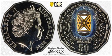 2014 50C AIATSIS Colorized MS68