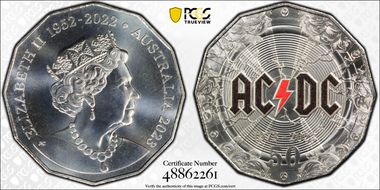 2023 50C AC/DC 50th Anniversary Colorized MS69
