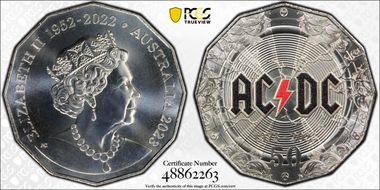2023 50C AC/DC 50th Anniversary Colorized MS69