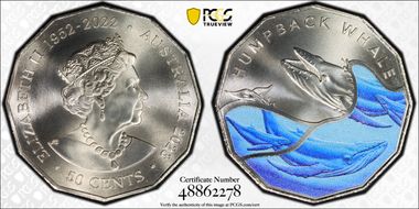 2023 50C Humpback Whale Colorized Antarctic Territory MS69