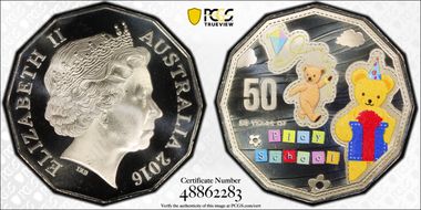 2016 50C Big Ted Play School Colorized MS69