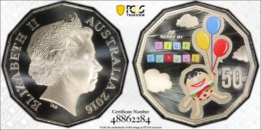 2016 50C Humpty Play School Colorized MS69