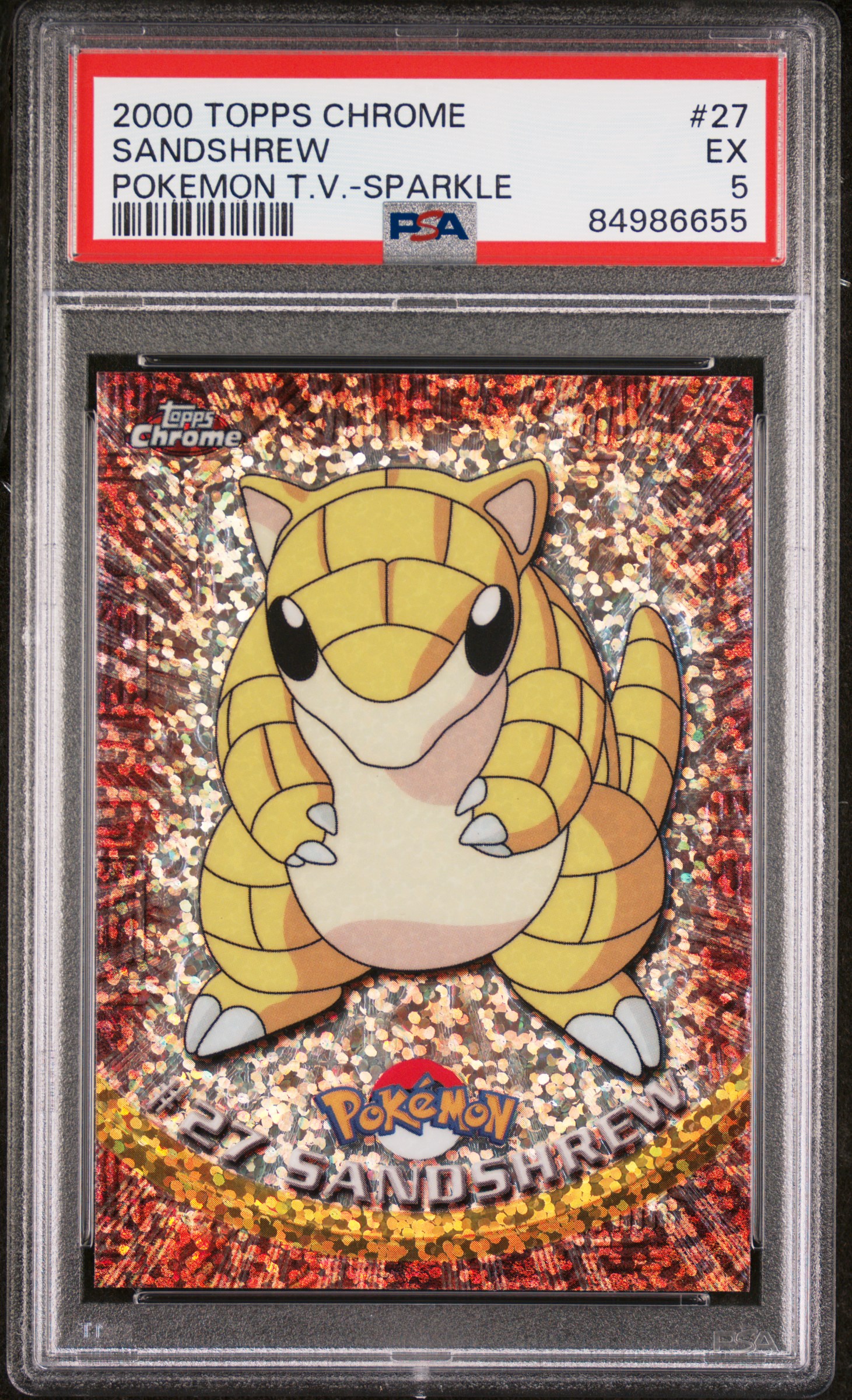 2000 TOPPS CHROME POKEMON T.V. #27 SANDSHREW POKEMON T.V.-SPARKLE
