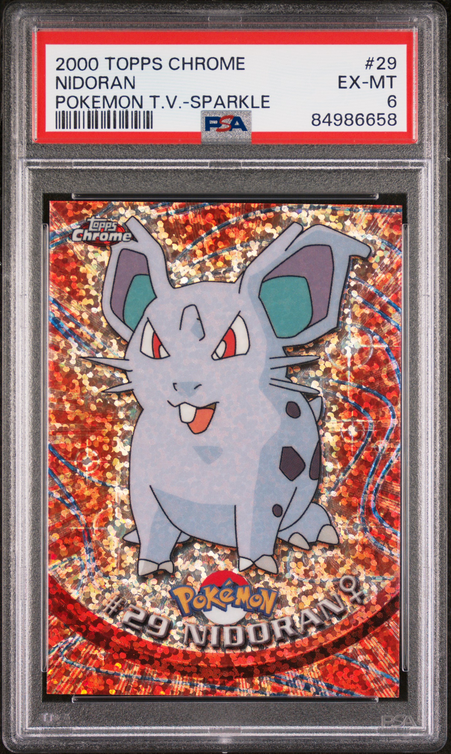 2000 TOPPS CHROME POKEMON T.V. #29 NIDORAN POKEMON T.V.-SPARKLE