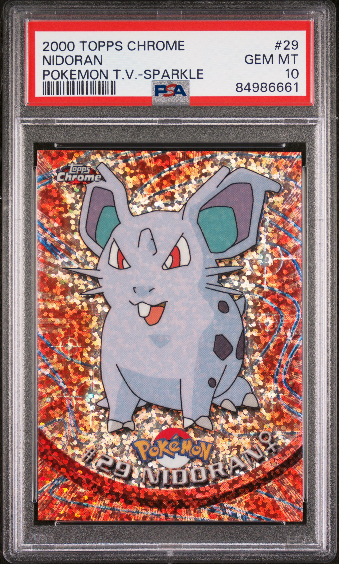 2000 TOPPS CHROME POKEMON T.V. #29 NIDORAN POKEMON T.V.-SPARKLE