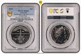 2010 50C Melbourne Cup 1861-2010 Finish Pole MS68