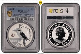 2022-P $1 Kookaburra Ag-Possum Privy ANDA Melbourne Money Expo MS69