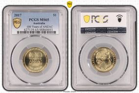 2017 $1 100 Years of ANZAC MS65