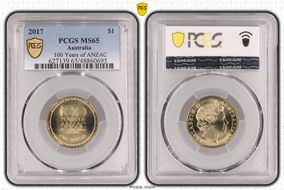 2017 $1 100 Years of ANZAC MS65