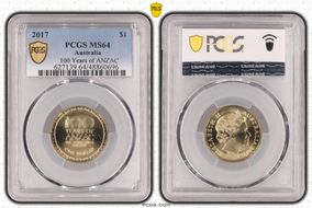 2017 $1 100 Years of ANZAC MS64