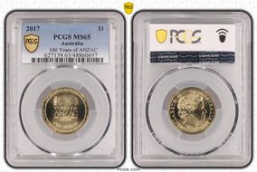 2017 $1 100 Years of ANZAC MS65