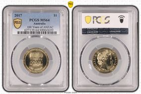 2017 $1 100 Years of ANZAC MS64
