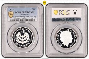 2017 50C Royal Wedding 70th Ann. Ag PR70DCAM