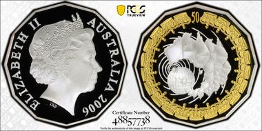 2006 50C Royal Visit Ag Partial Gilt PR70DCAM