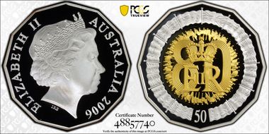 2006 50C 80th Birthday Ag Partial Gilt PR70DCAM