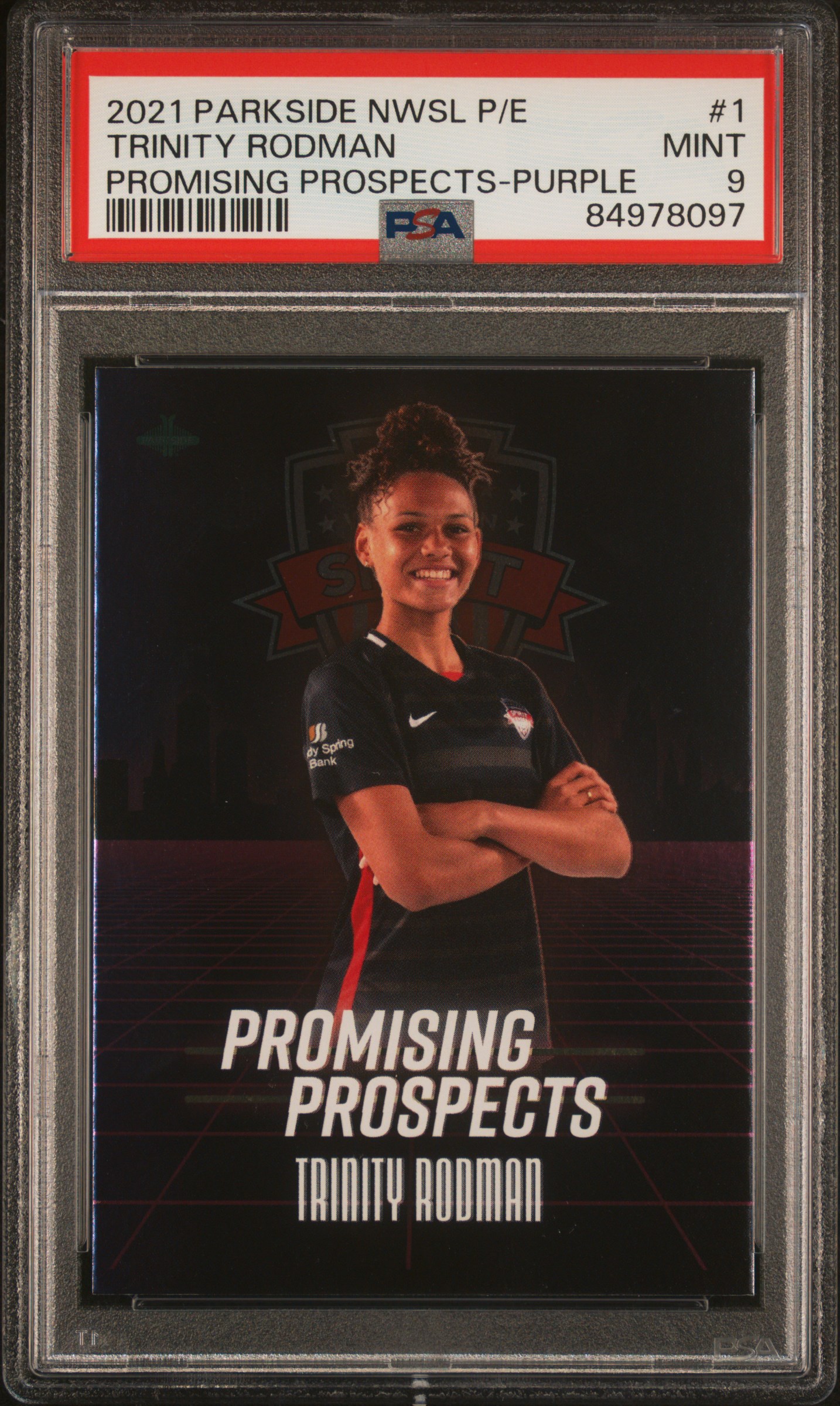 2021 PARKSIDE NWSL PREMIER EDITION PROMISING PROSPECTS #1 TRINITY RODMAN PROMISING PROSPECTS-PURPLE